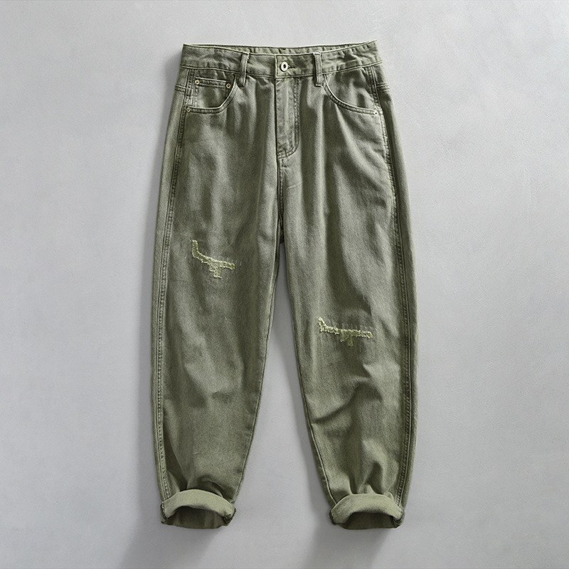 1060 Herren Retro Washed Jeans Einteiler für Haarersatz_voghion.com