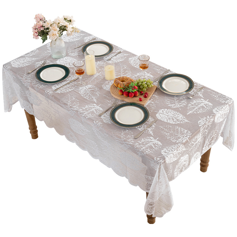 Francés sólido Jacquard hojas de otoño rectangular encaje comedor toallas de mesa antideslizante a prueba de polvo