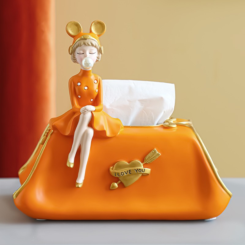 Luz de lujo estilo burbuja chica tejido caja decoración sala de estar de alta gama dormitorio almacenamiento hogar caja de tejido