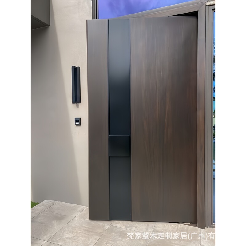 Walnut Wood Pivot Door for Foreign Trade, Modern Central Axis Door, Villa Entrance Door, Solid Wood Pivot Front Door