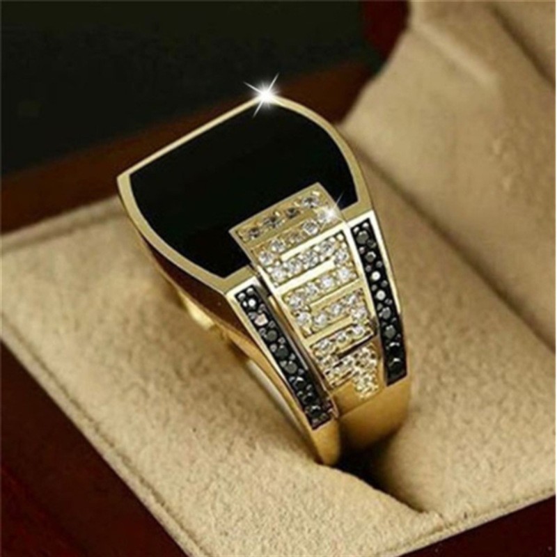 Street Occasion Alloy Material Geometric Pattern Hip-hop Geometric Alloy Plating Inlay Rhinestones Men's Rings