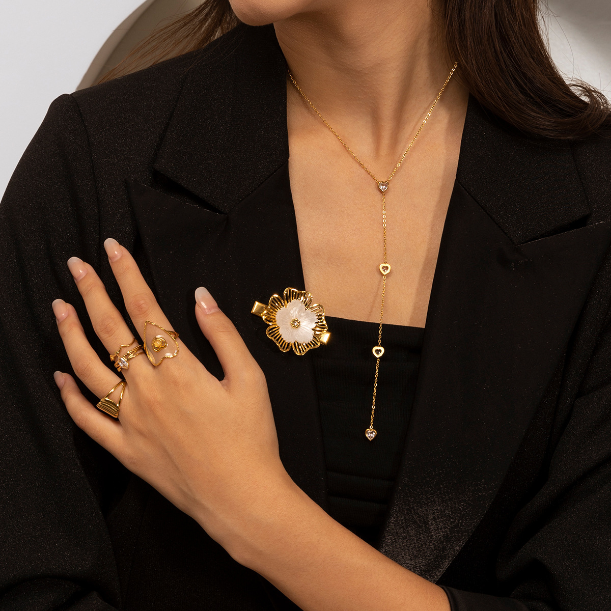 Tina Europa y los Estados Unidos collar de acero inoxidable para mujeres no se desvanece amor zircon bordilla cadena de clavícula no se desvanece venta caliente transfronteriza