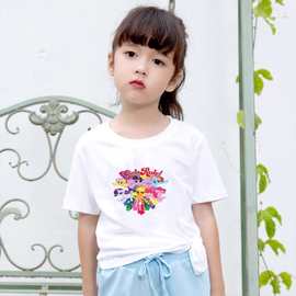 小马宝莉女童短袖t恤夏装纯棉2024白色卡通半袖上衣儿童体恤女孩