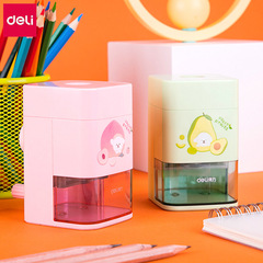 得力上部自動進筆削筆器學生幼兒園削筆機手搖轉筆卷筆刀文具批發