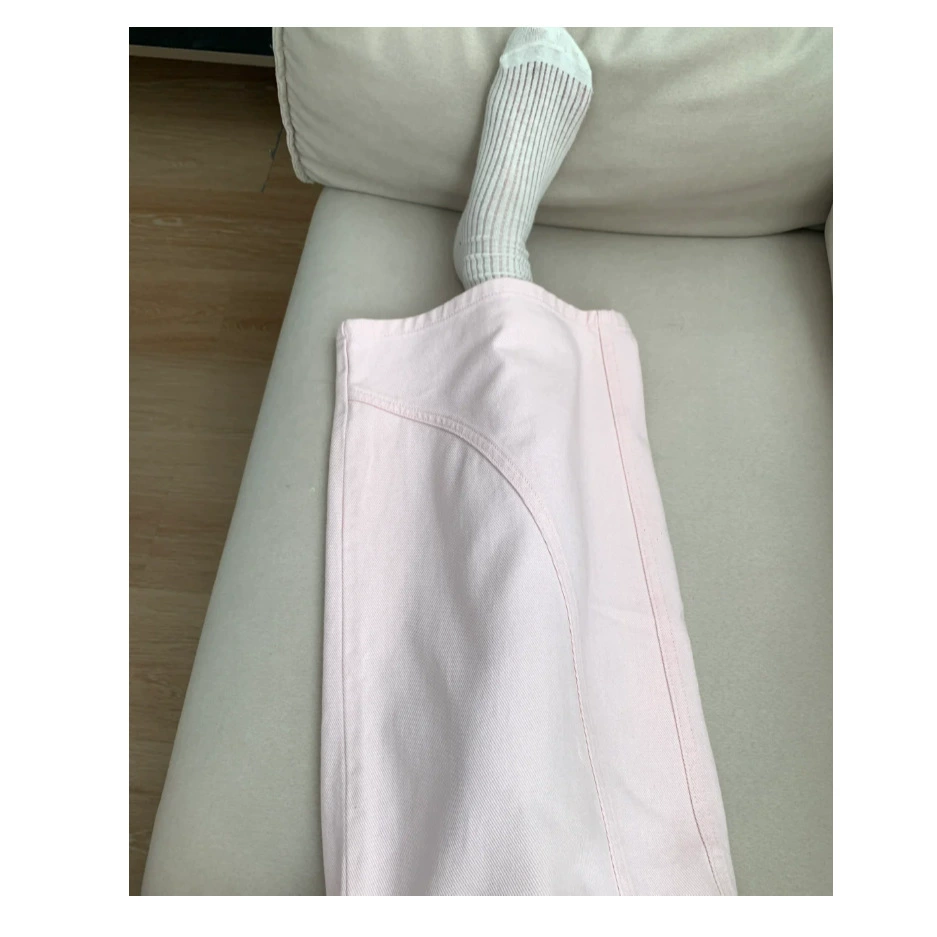 2025 Весна Новый дизайн Sense Scythe Брюки Высокая талия Свободные прямые Широкие брюки Длинные джинсы Женские