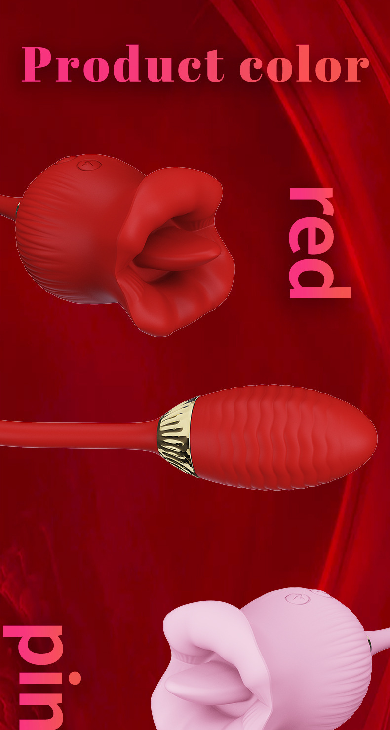 Rose Lip Tongue Licking Vibrator, Purple Silicone & ABS Clitoral Massager for Adults — detail image 14