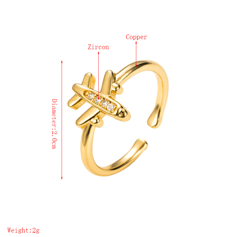 Fashion Small Plane Opening Copper Inlaid Zircon Ring display picture 1