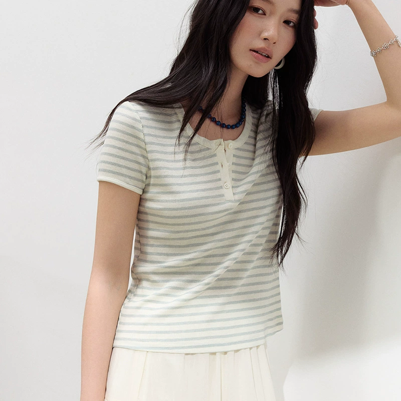 春夏天丝醋酸亚麻短袖女新款莱赛尔针织打底衫基础款内搭修身上衣