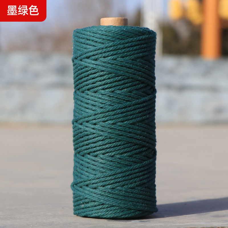 Cuerdas de algodón de color transfronterizas tejidas de algodón 2mm3mm4mm cuerdas de algodón hechas a mano cuerdas decorativas DIY cuerdas de algodón de color colgantes