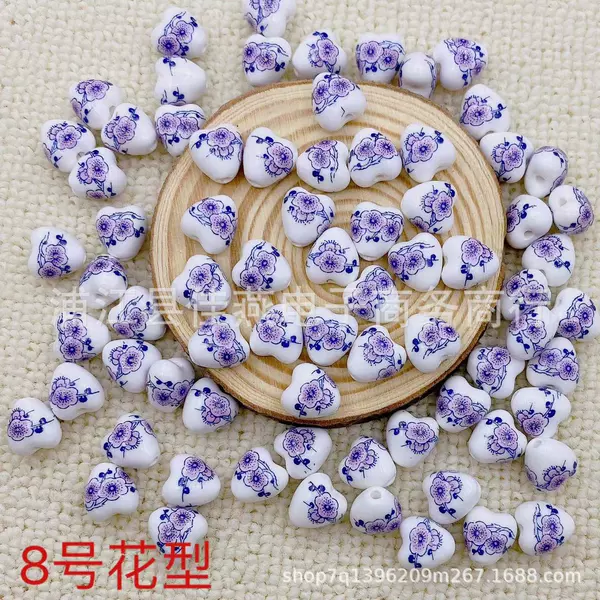 Heart-shaped applique ceramic beads【8】