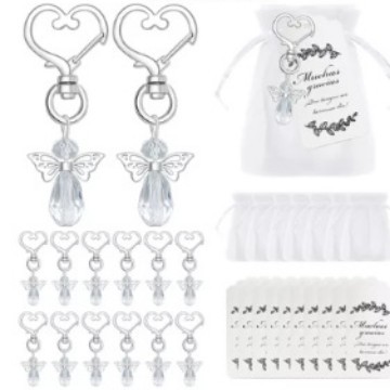 Llavero de Alas de Ángel de Metal, Estilo Europeo, Regalo de Bautizo, Boda, Cumpleaños, Recuerdo de Fiesta, Cristal image 11