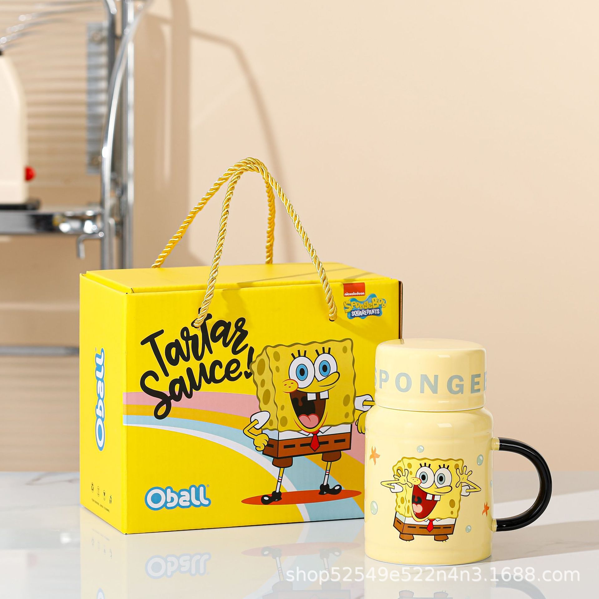 SpongeBob autorizado genuino taza con tapa creativa de alto valor de dibujos animados copas de agua taza de cerámica