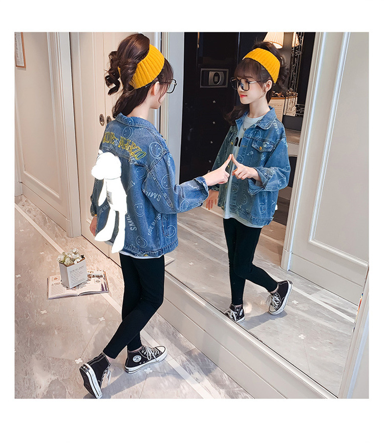 ice fishing coats Children's Clothes Girls Denim Jacket Fashion Style Hooded Tops Little Girls Spring and Autumn Tops Kids Jean Jackets for Girls denim jacket with fur