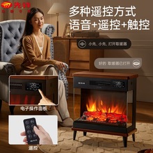 先锋壁炉家用石墨烯电暖器仿真火焰节能语音智能遥控定时DBL-GY1R