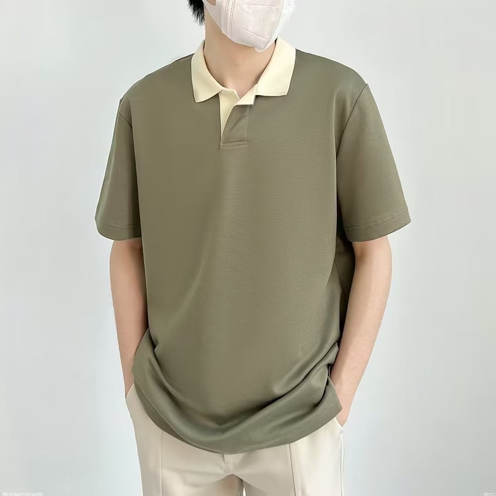 2024 nuevo polo de manga corta con solapa de todo fósforo camiseta de verano de marca de moda para hombres Camiseta de moda delgada de estilo coreano