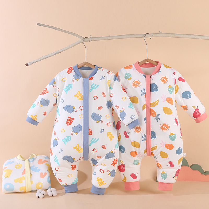 Baby Thickened Sleeping Bag Warm Quilted Jumpsuit for Men and Women Baby Cotton Clothes Winter Clothes Kick-proof Quilt Thickened Clothes