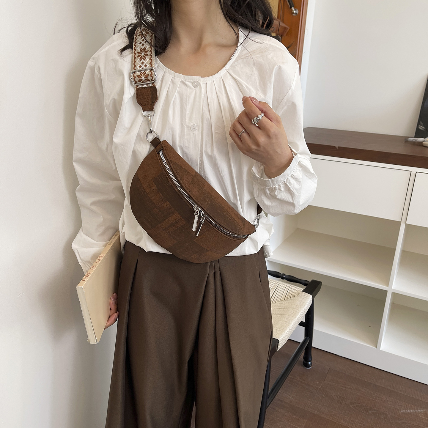 Bolso cruzado de mujer texturizado de alta calidad, nueva tendencia de moda 2026, hombro popular, versátil, cruzado, pecho, cintura_voghion.com