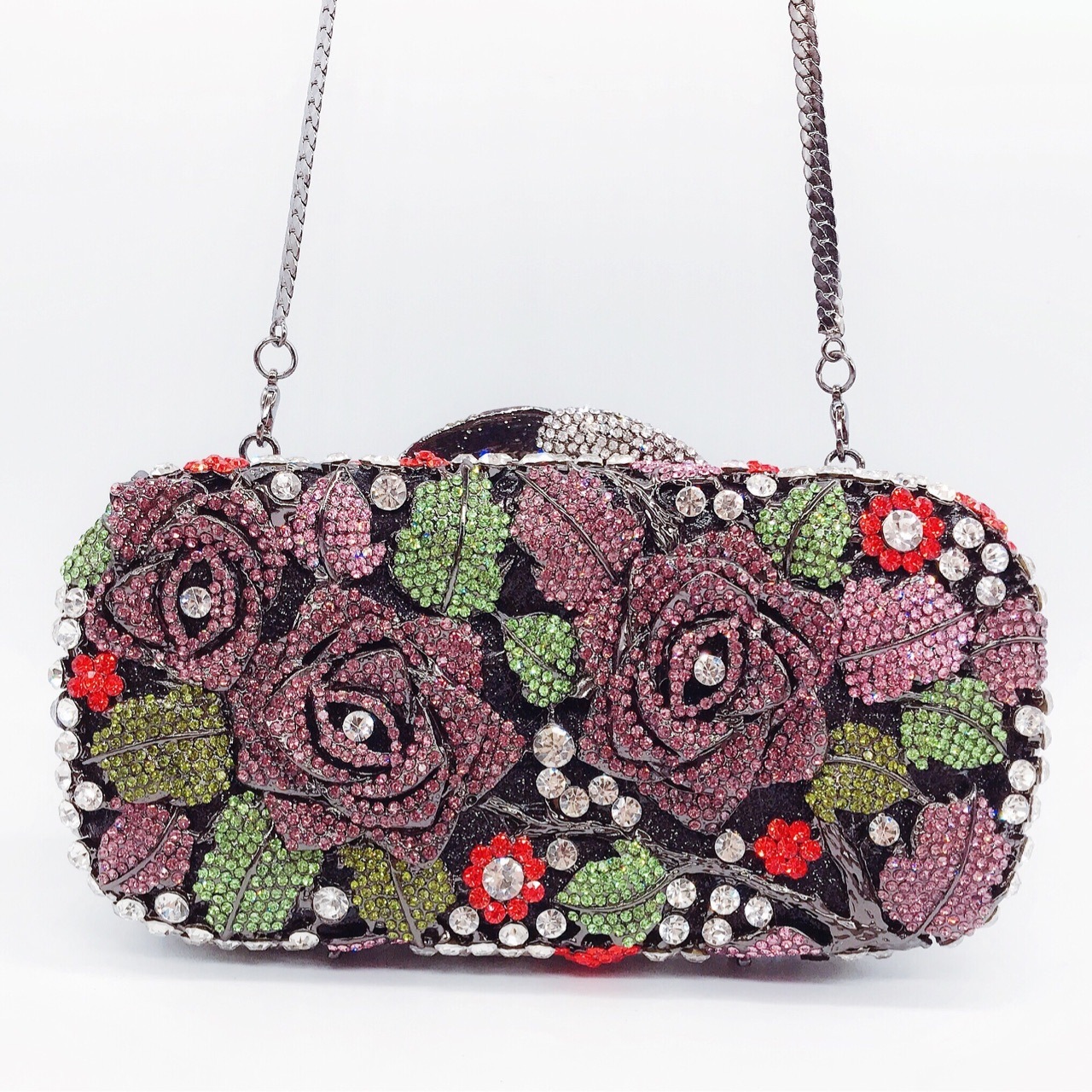Bolsas de diamantes de rosa, bolsas de diamantes de metal, bolsas de vestir, bolsas de mano de banquete europeas y americanas, bolsas de mujer, embrague