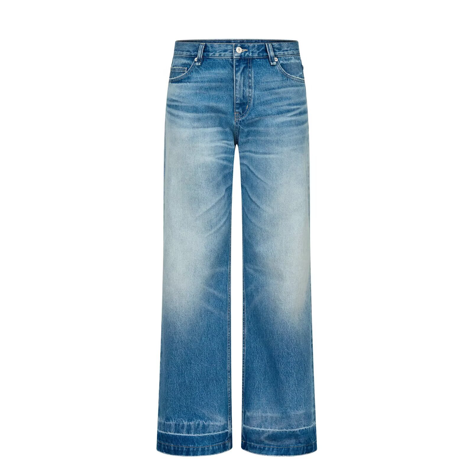 Retro High-Street Flared Jeans For Men & Women – Black Distressed Denim Pants, Loose Straight-Leg Vintage Style With Stretch Comfort_mkmklike.com