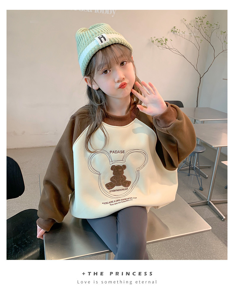 Felpa con cappuccio per bambine e autunno 2024 nuova maglietta in stile western per bambine di medie dimensioni, abbigliamento primaverile per 12 anni_voghion.com