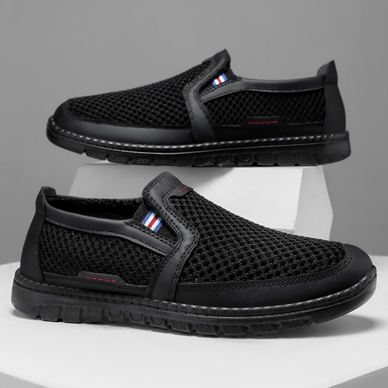 Zapatos de hombre de verano nuevos zapatos de malla de hombre de poliuretano ligero viejos zapatos de tela de Beijing zapatos de mediana edad zapatos de papá grandes