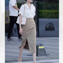 现货厂家直批职业半身裙套装女fa式夏季高JI感时尚气质御姐两件套