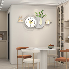 挂钟客厅高级感现代简约家用餐厅装饰时钟免打孔超大静音钟表挂墙