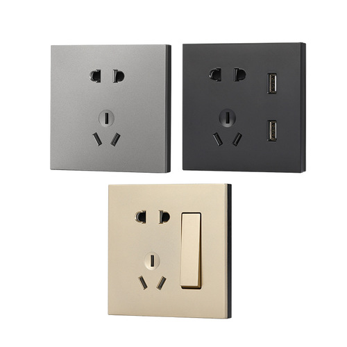 One piece drop shipping G3 Zhengshang large board switch socket set panel five holes with USB wall 86 household gray
