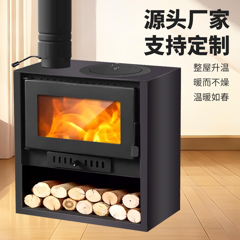 horno de calefacción interior horno de gasificación de doble propósito carbón horno de calefacción doméstica rural horno de fuego real de madera chimenea