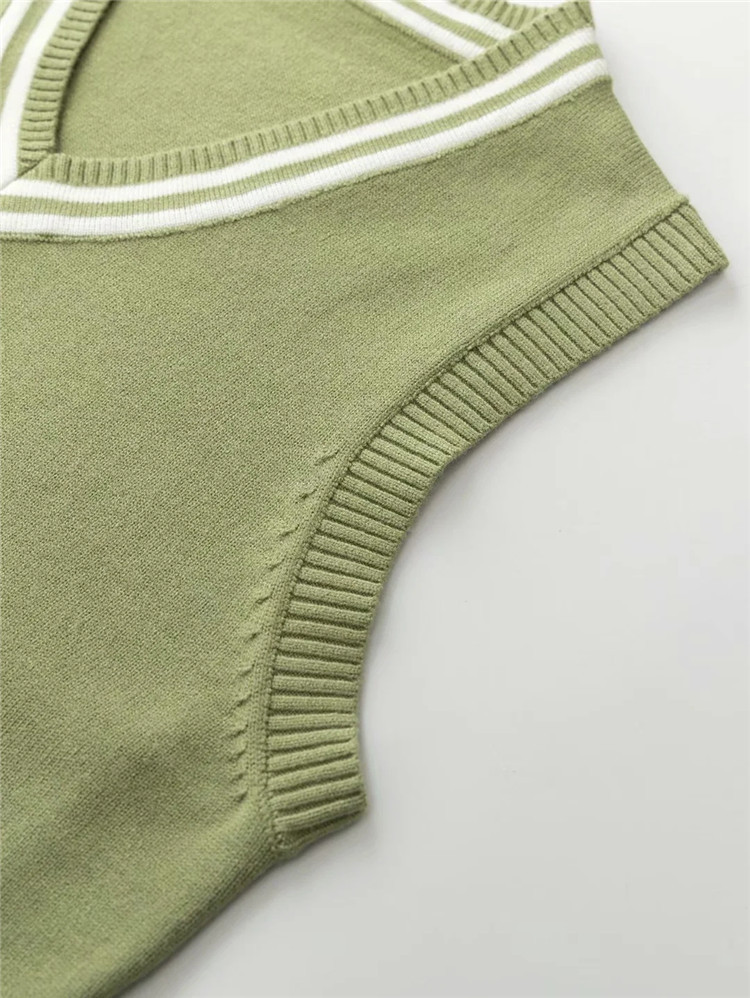 Fashion color matching temperament V-neck knitted vest NSLD27893