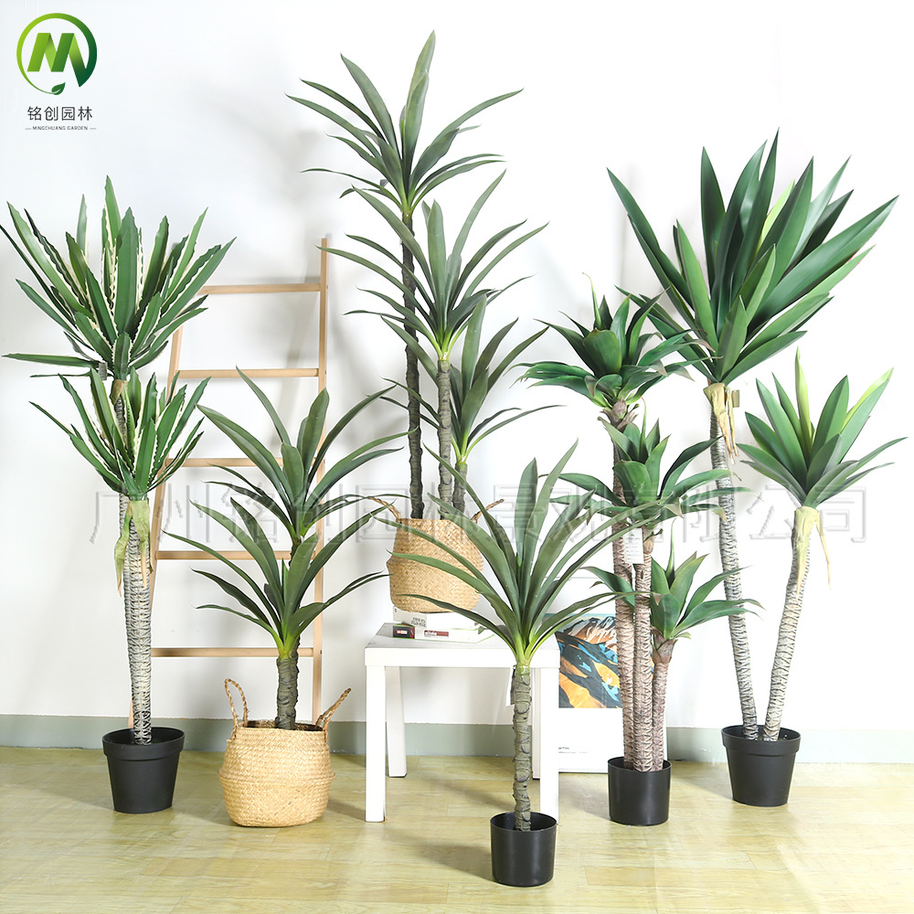 Simulación de planta en maceta de piso de árbol de yuca nórdica simulación de agave sensación suave simulación de goma agave sisal en maceta
