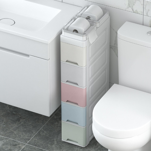 Bathroom shelf storage, floor-mounted, toilet seat caddy, gap storage, no drilling, washbasin, cosmetic storage cabinet