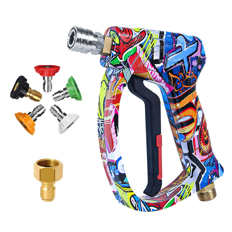 Venta directa de fábrica Lavadora de automóviles Pistola de agua de alta presión Núcleo de cobre puro M22 Inserción rápida en vivo Lavado de automóviles doméstico Pistola de agua de alta presión Pistola corta image 10