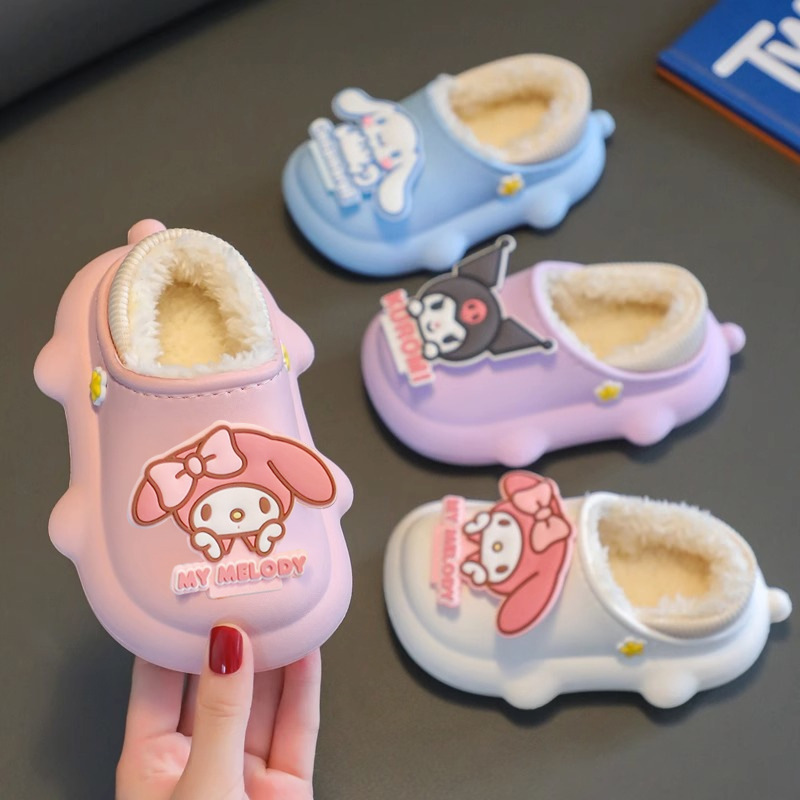 Sanrio niños Zapatillas de algodón nuevo invierno niños y niñas interior casa bebé suave Fondo cálido felpa Zapatillas de algodón