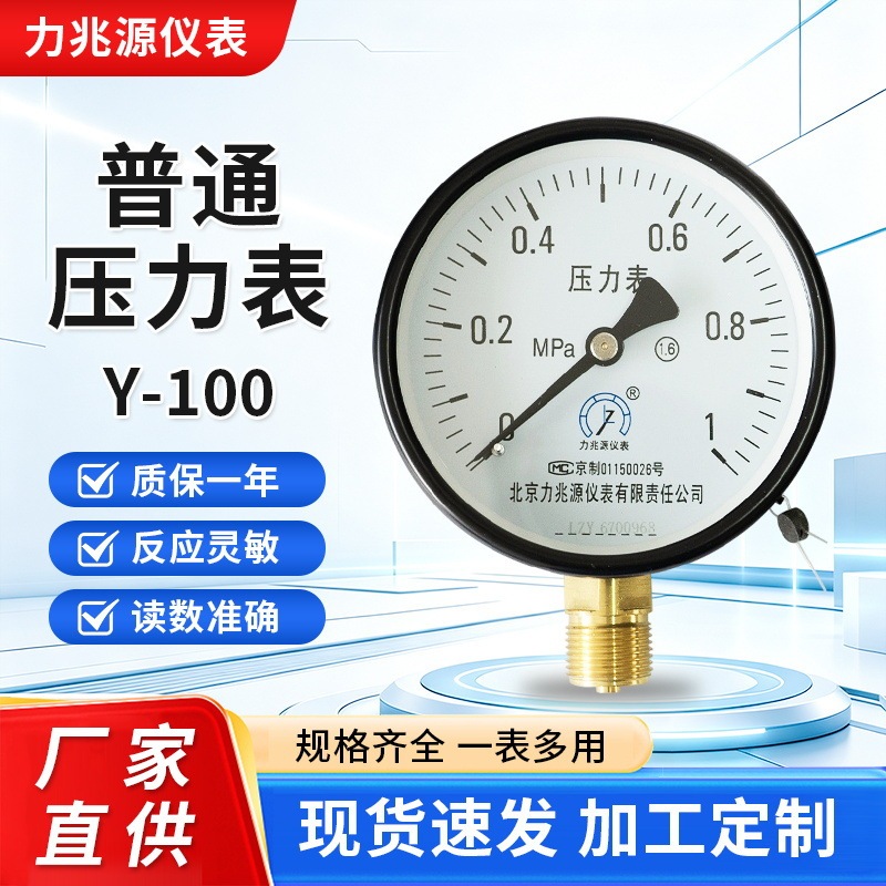 Stainless Steel Pressure Gauge Y-100 for Water Pressure, Air Pressure, Boiler, Water Pump, Chemical Pipeline, and Stainless Steel Vacuum Pressure Gauge