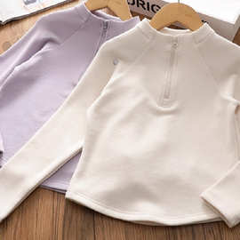 校服神器女童秋冬新款保暖秋衣打底衣中小童加绒百搭简约上衣打底