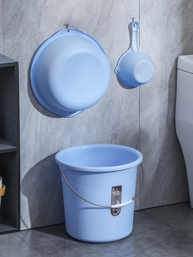 Bucket for home use, large size, hand-held, thick plastic water storage bucket, student dormitory shower and laundry bucket, round bucket and basin set