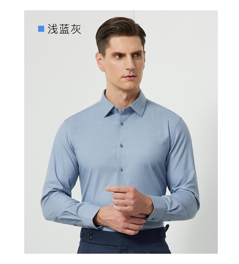 Áo sơ mi nam dài tay cổ vuông dày dặn pha len cừu, giặt máy được, kiểu công sở cao cấp — Màu nâu đỏ-dài tay-cổ vuông-07, Màu xanh nhạt xám-dài cỏ-cổ vuông-08, Màu xanh xám-dài tay-cổ vuông-03, Trắng-dài tay-cổ vuông-01 chi tiết 21