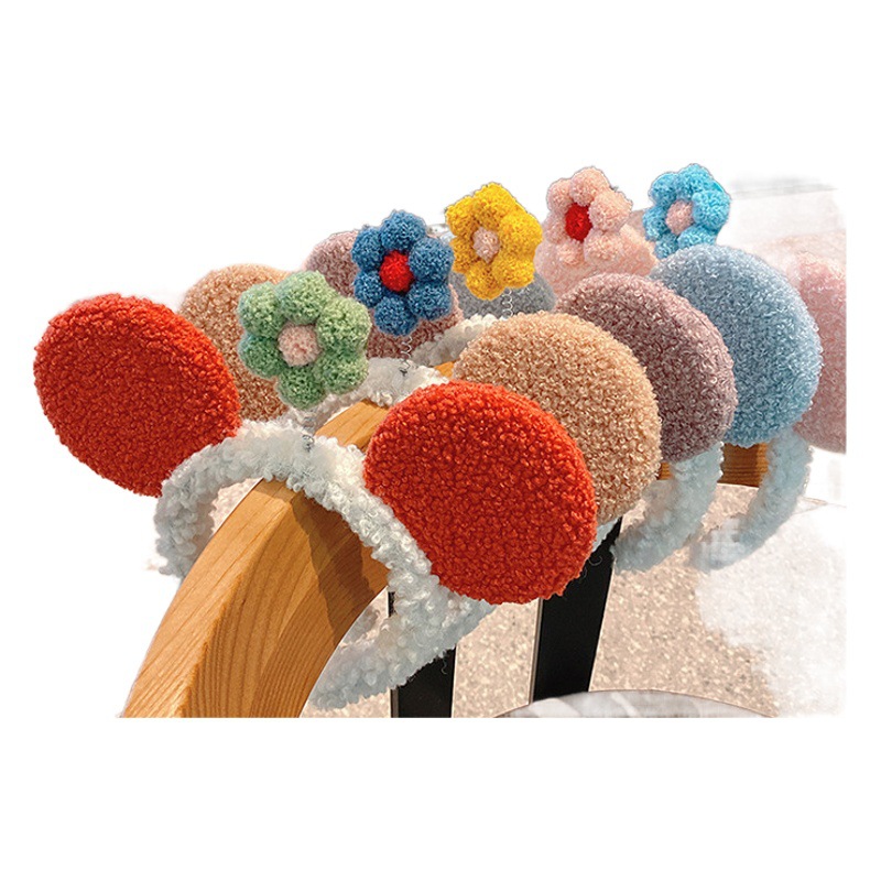 Orejas de dibujos animados lindo diadema flor pequeña hembra Red cara roja lavado banda para el cabello tocado lindo fuera diadema pelo vinculante horquilla de moda