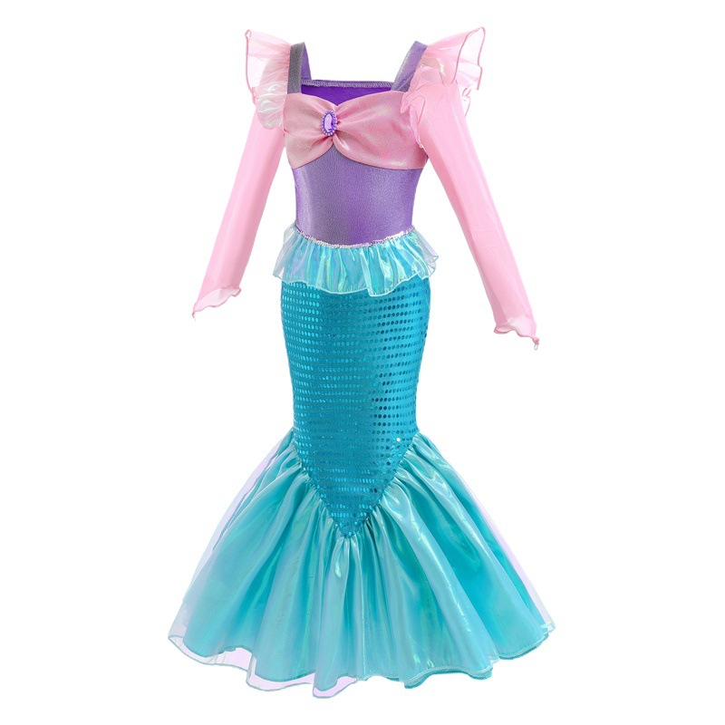 Vestido de las niñas bebé sirena princesa vestido de hadas falda de los niños ropa de rendimiento de etapa