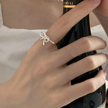 通体S925纯银小众设计纯银蝴蝶结戒指女轻奢高级感港风指环食指戒