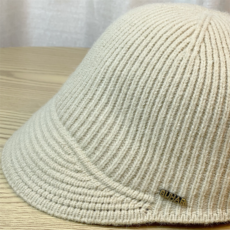 Neue Herbst und Winter Ente Zunge Design Sinn Streifen Kleine Stirnband frauen Strickmütze_voghion.com