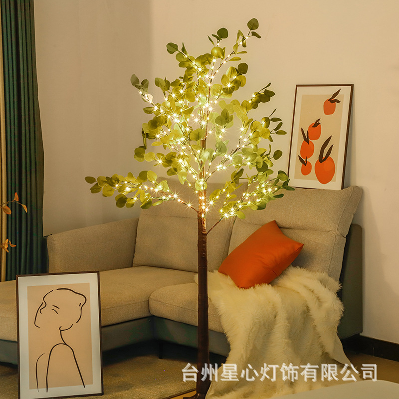 Eucalyptus leaf artificial tree light Christmas party decoration Thanksgiving wreath vine landscape luminous tree light ornament
