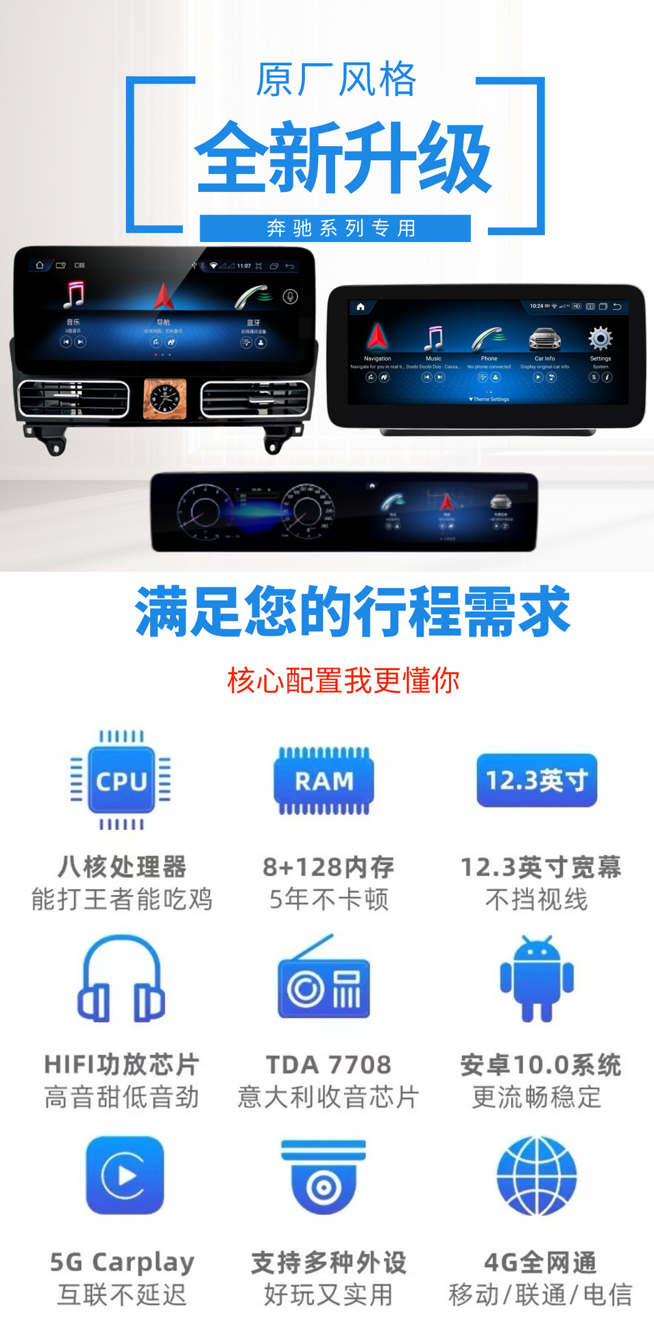 Suitable for Mercedes-Benz A- Class C- Class E-Class S-Class Android Smart Large Screen Navigation Built-in 360Carplay Navigation