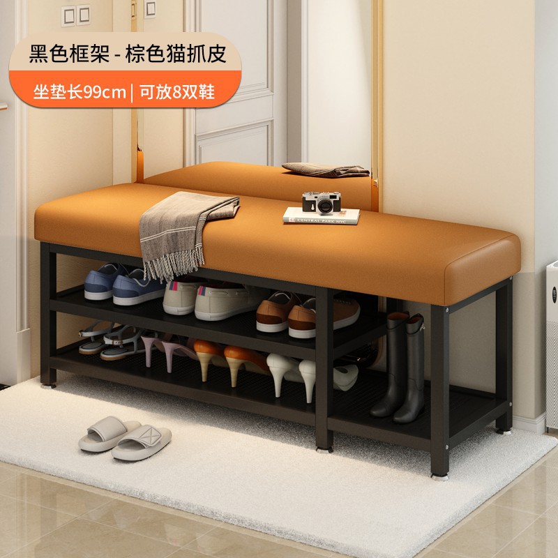 Porta de entrada simple para el hogar armario de zapatos de lujo ligero taburete largo ultra estrecho de gran capacidad paquete blando taburete de cambio de zapatos de metal