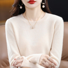 2025秋冬新100%纯羊毛衫女装宽松圆领短款套头羊绒针织打底衫毛衣