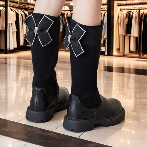 Kids' Mid-to-High Cut Boots, Fleece Lining, 2025 Autumn/Winter Collection: Comfortable, Versatile, Fashionable, and Minimalist Style Boots for Girls