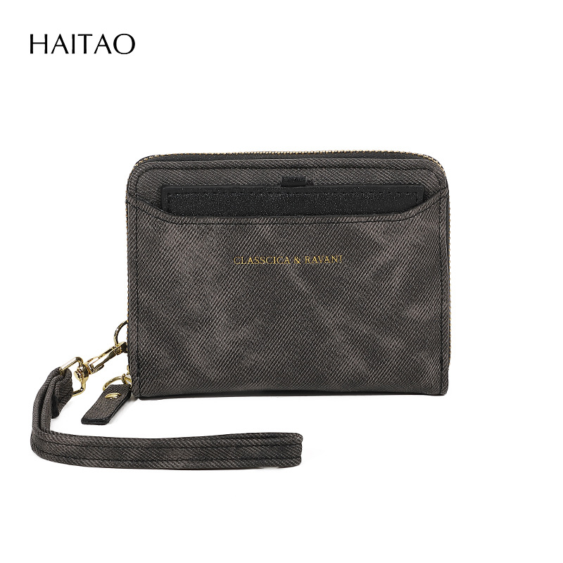 2025 estilo corto de moda color de contraste billetera de mujer estilo corto de alta gama con muñequera tarjetero monedero todo en uno