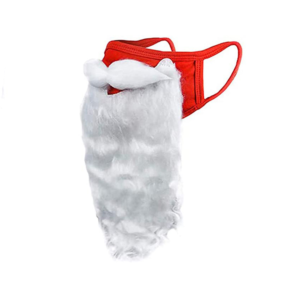 Maschera per barba di Natale Maschera per barba bianca divertente e festiva Maschera in cotone rosso Ornamenti natalizi_voghion.com