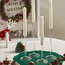 玻璃餐桌烛台玻璃工艺品烛台北欧ins卧室餐厅家居玻璃装饰摆件